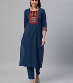 Blue printed cotton cotton-kurtis