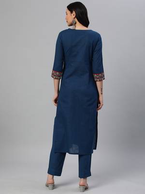 Blue printed cotton cotton-kurtis 2