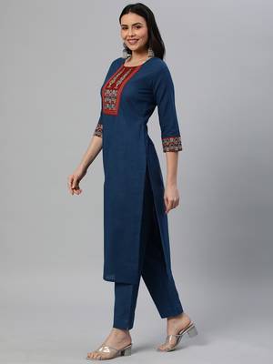 Blue printed cotton cotton-kurtis 4