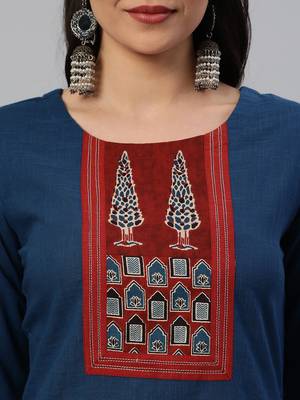 Blue printed cotton cotton-kurtis 5