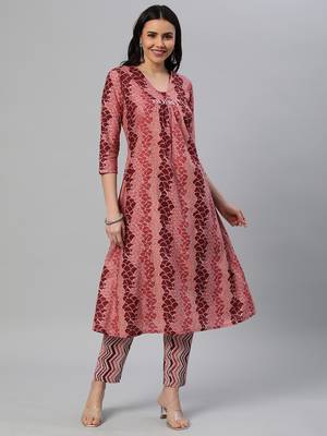 Pink printed cotton cotton-kurtis 1