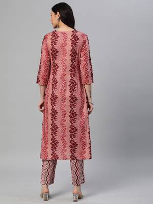 Pink printed cotton cotton-kurtis 2