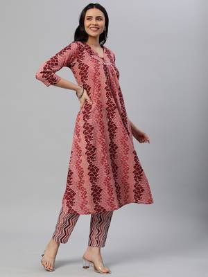 Pink printed cotton cotton-kurtis 3