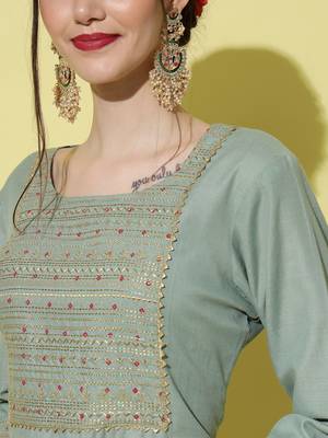 Light-green digital print georgette Kurta Pant With Dupatta 2
