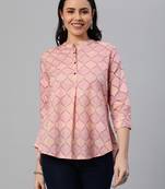 Pink printed cotton cotton-tops