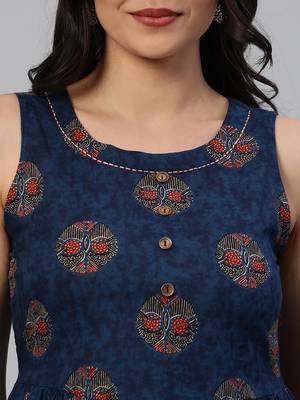 Blue printed cotton maxi-dresses 5