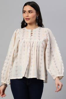 Off-white printed cotton cotton-tops