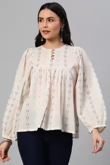 Off-white printed cotton cotton-tops