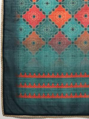 Blue embroidered art silk cotton-kurtis 4