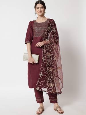 Purple digital print georgette Kurta Pant With Dupatta 1