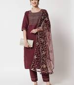 Purple digital print georgette Kurta Pant With Dupatta