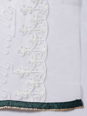 Sea-green embroidered cotton silk Kurta Pant With Dupatta 2