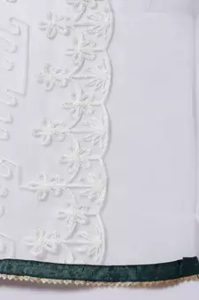 Sea-green embroidered cotton silk Kurta Pant With Dupatta