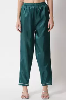 Sea-green embroidered cotton silk Kurta Pant With Dupatta