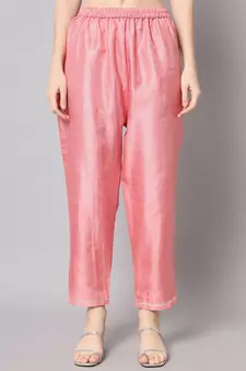 Peach embroidered cotton silk Kurta Pant With Dupatta