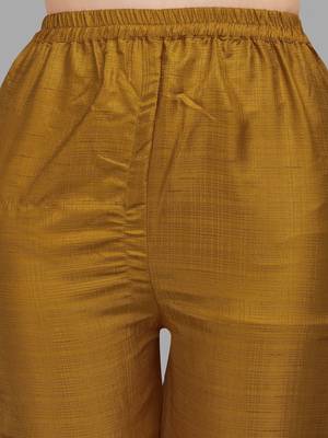 Mustard embroidered cotton silk Kurta Pant With Dupatta 5