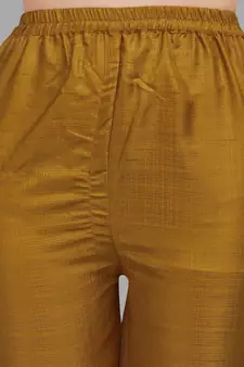 Mustard embroidered cotton silk Kurta Pant With Dupatta