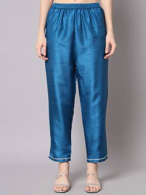 Teal embroidered cotton silk Kurta Pant With Dupatta 4
