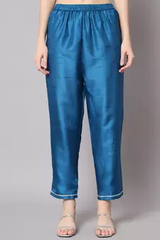 Teal embroidered cotton silk Kurta Pant With Dupatta