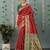 Red woven banarasi silk saree with blouse