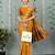 Yellow woven banarasi silk saree with blouse