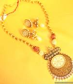 Antique Gold White Thewa Filigree Necklace Set
