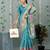 Aqua blue woven banarasi silk saree with blouse