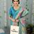 Aqua blue woven banarasi silk saree with blouse