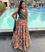 Heavy Embroidered Lahenga With Gota Lace Crop Top And Dupatta