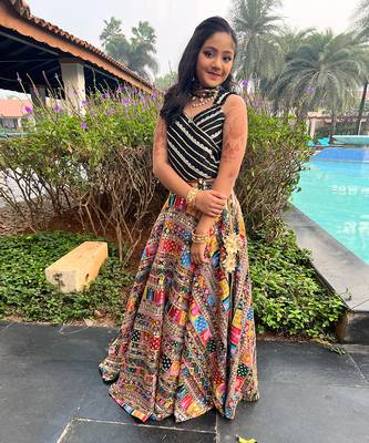 Heavy Embroidered Lahenga With Gota Lace Crop Top And Dupatta 2