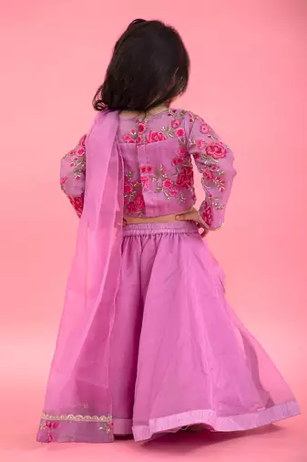 Full Sleeve Thread Embroidered Top With Different Pattern Lahenga