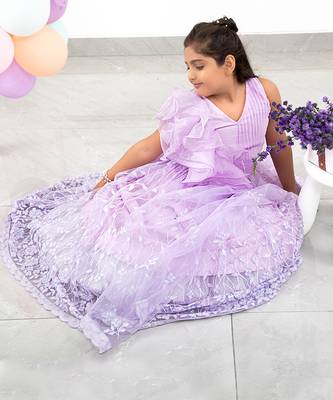 Embroidered Lahenga With Ruffled Crop Top And Attached Dupatta 2