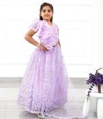 Embroidered Lahenga With Ruffled Crop Top And Attached Dupatta