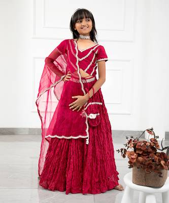 Maroon Crush Lahenga Set With Organza Dupatta 1