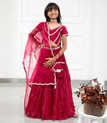 Maroon Crush Lahenga Set With Organza Dupatta