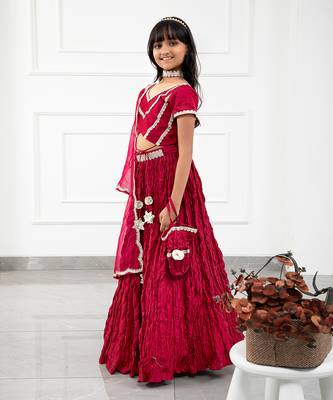 Maroon Crush Lahenga Set With Organza Dupatta 2