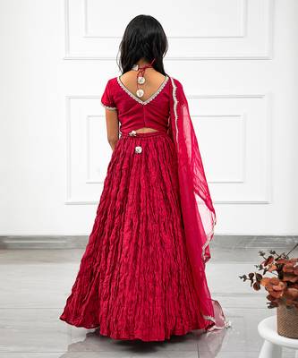 Maroon Crush Lahenga Set With Organza Dupatta 3