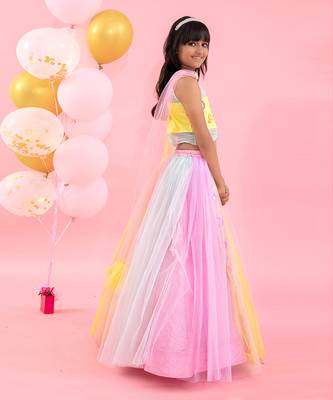 Stylish Mirror Work Top And Lehenga 2