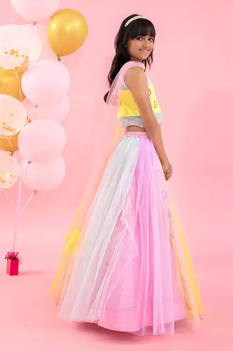 Stylish Mirror Work Top And Lehenga
