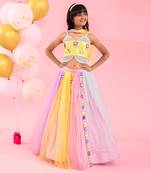 Stylish Mirror Work Top And Lehenga