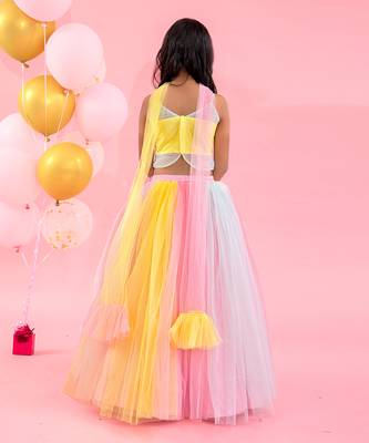 Stylish Mirror Work Top And Lehenga 3