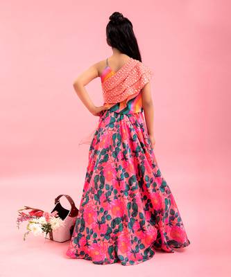 Layered Cape With Crop Top With Floral Lahenga 3