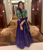 Floral Brocade Embroidered Green Top And  Lehenga With Matching Dupatta