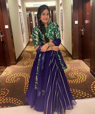 Floral Brocade Embroidered Green Top And  Lehenga With Matching Dupatta 3