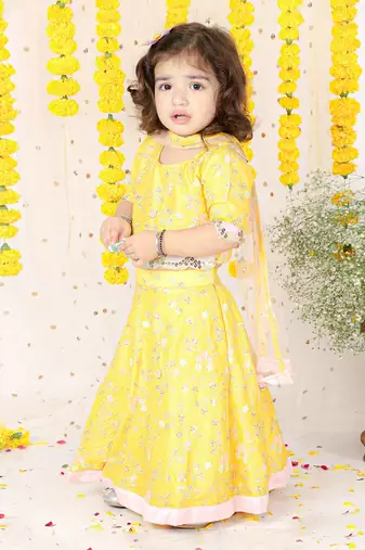 Zari Thread Embroidered Top And Sequin Work Lehenga With Dupatta