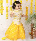 Round Shape Embroidered  Collar Top With Lahenga