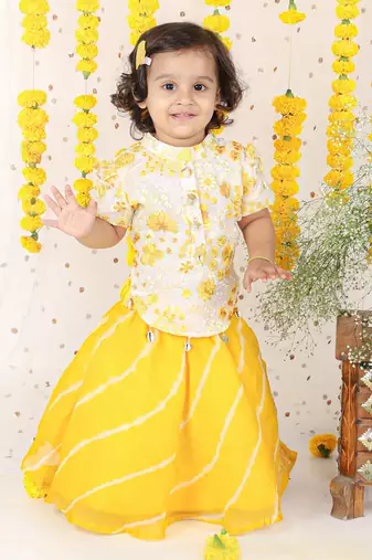 Round Shape Embroidered  Collar Top With Lahenga