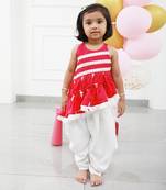 Asymmetric Abla Embroidered Kurta With Off White Dhoti