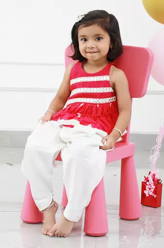 Asymmetric Abla Embroidered Kurta With Off White Dhoti