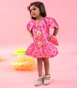 Flower Print Dress With Sling Bag